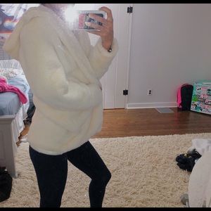 White fuzzy jacket